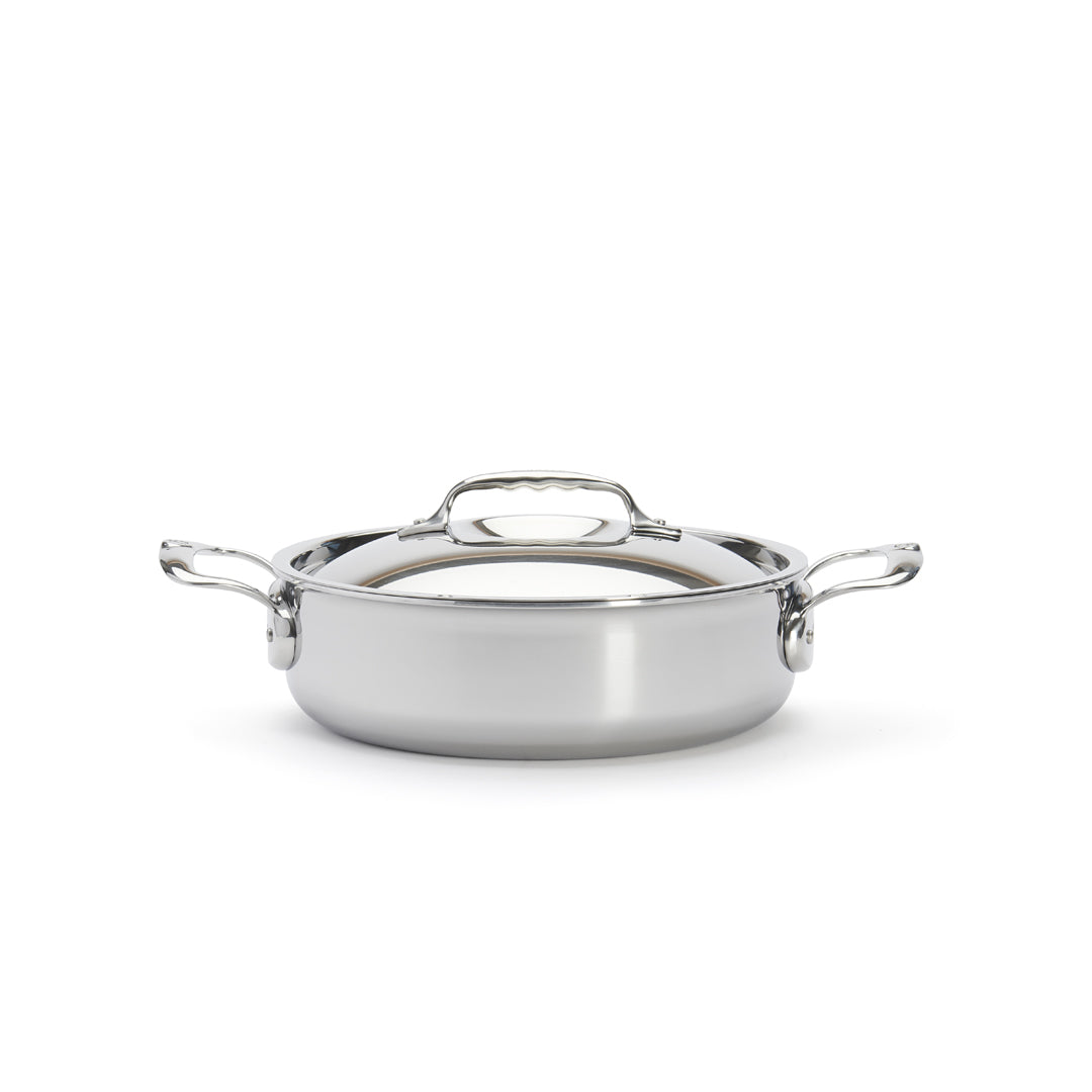 De Buyer Affinity 5-Ply S/S Double Handle Straight Side Saute Pan With Lid